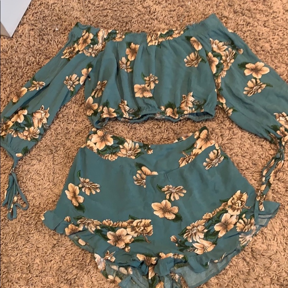 Cute shorts and off the shoulder set